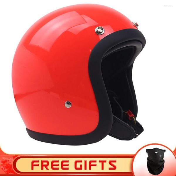 Casques de moto Fibre Glass Vintagecocasco Moto Capacete Dot approuvé Casque à face ouverte Retro Scooter Riding Riding 3/4 Jet Casco