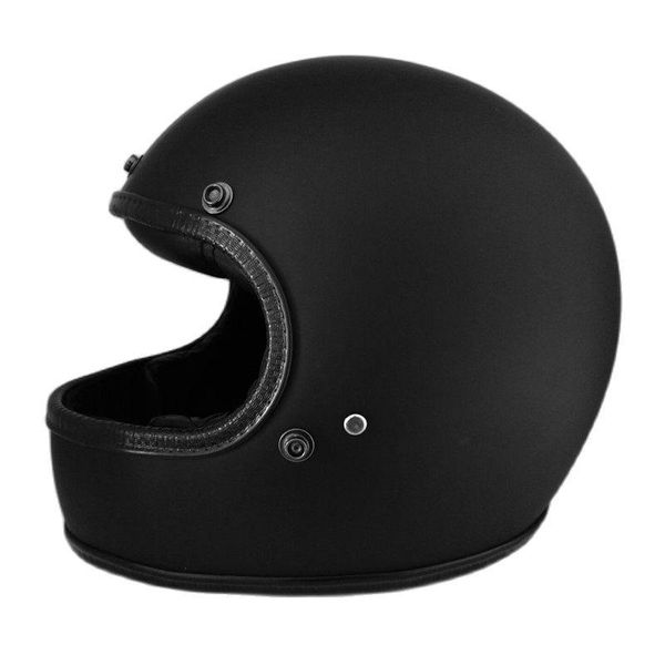 Motorradhelme Fiberglas-Integralhelm Vintage-Helm Retro Deutsch, Cafe Racer, Roller, Cruiser, Chopper, Mattschwarz, Dot-zugelassen