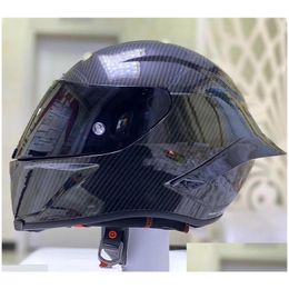 Casques de moto FL Face Casque Bright Black Fibre de verre Racing avec Big Tail Spoiler Drop Livraison Automobiles Motos Accessor Ottvj