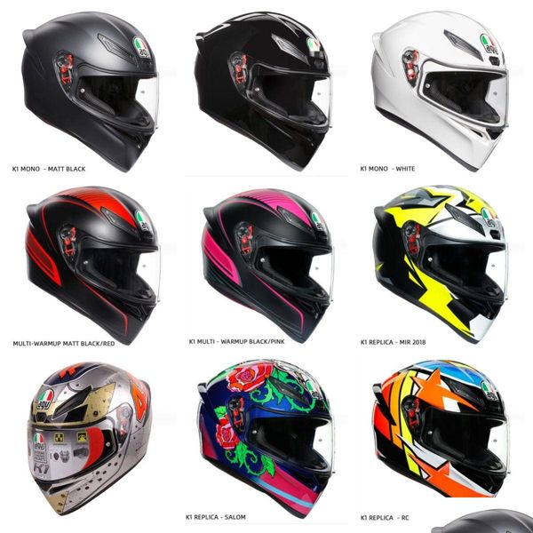 Casques de moto FL Face Open Casque Italie Agv Pista GP RR Rossi Hippodrome en fibre de carbone équitation Yi Yuwd Drop Delivery Aut Mobiles Dhudk