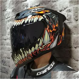 Cascos de motocicleta FL Casco Venom Hombres Lente doble Accesorios de motocross Moto Dot Appd Bluetooth Antifog 702 Entrega de gotas Dhdor