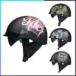 Casques de moto pour Harley Casque Rétro Adulte Vintage PU Cuir Pare-Soleil Rétractable Collier Chaud Amovible Toutes Saisons