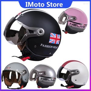 Motorhelmen Four Seasons Scooter Vintage Helm Half Face Cafe Racer Motocross Racing Casco Moto Man Dames Casque