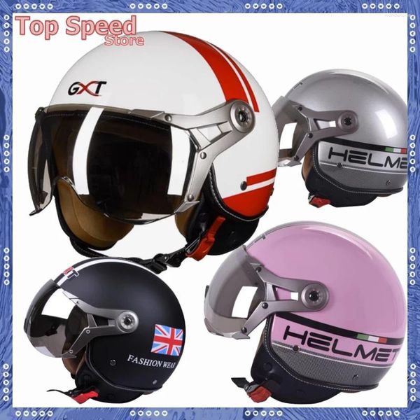 Casques de moto Four Seasons Scooter Vintage Casque Half Face Cafe Race Motocross Racing Casco Moto Man Women Casque