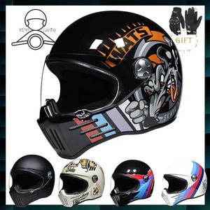Casques de moto Full Face 4 saisons pour hommes Femmes Rétro casque Moto Racing Ride Casco Motocross Helm Safety Vintage Motorbike