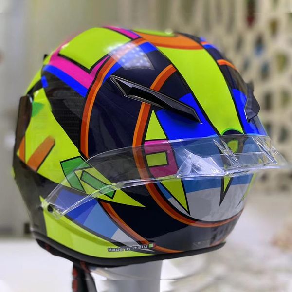 Cascos de moto Casco de cara completa Carreras de fibra de vidrio con alerón de cola grande