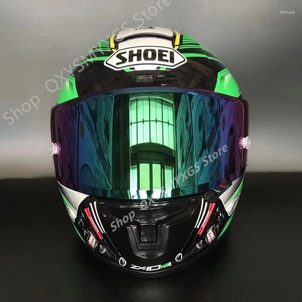 Cascos de motocicleta Casco integral X-Spirit III ZX-10RR SHOEI X14 Verde Sólido X-14 Bicicleta deportiva Racing X-Fourteen