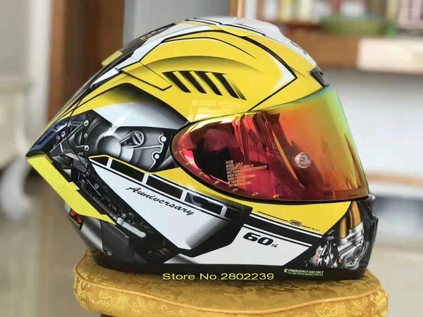 Casques de moto Casque intégral X14 JAUNE ET ARGENT 60s Riding Motocross Racing Motobike