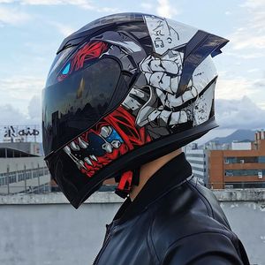 Motorfietshelmen Volledig gezicht locomotief helm Dual Lens Anti-Fog Motorbike Motorcross Racing Casco Capacete Protective Dot