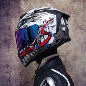 Motorhelmen Volledig gezicht Motorfiets Dual Shield met verwijderbare wasbare wastafel Binnenvoering Racing Moto Helm met 0105