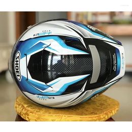 Helmets de motocicleta -Capacida de carreras de cara llena de Motocicleta X -Fourteen HP4 60th Anniversary Edition Azul