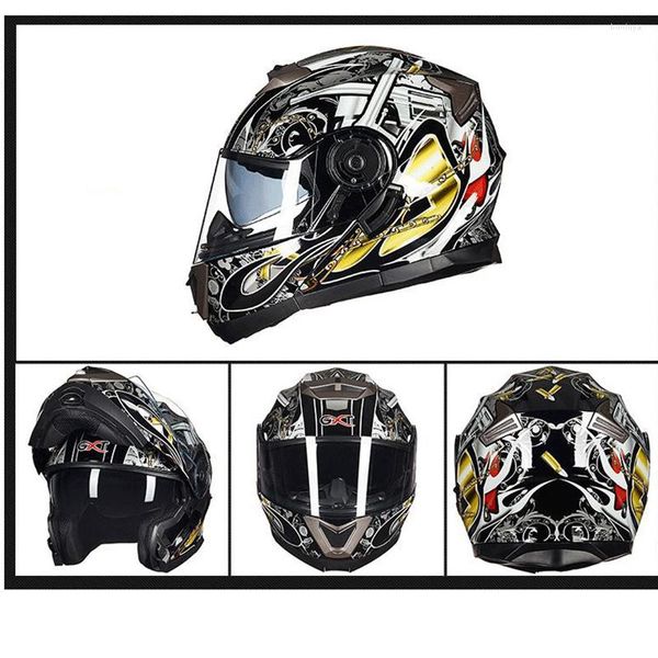 Casques de moto Full Face Racing Winter Warm Double Visor Helmet Moto Sports