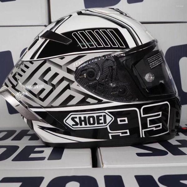 Cascos de moto Casco de moto de carreras de motocross de cara completa X14 93 White Ant Single Visor