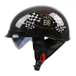 Motorhelmen Echte Koolstofvezel Helm Half Gezicht Scooter Casco Pilot Mannen Motor Handgemaakte Lichtgewicht Capacete De Moto