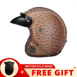 Motorhelmen Duits PU Leather JYT Hoogwaardige Open Face Helmet Vintage Retro Motocross Racing Casque Moto Casco Dot goedgekeurd