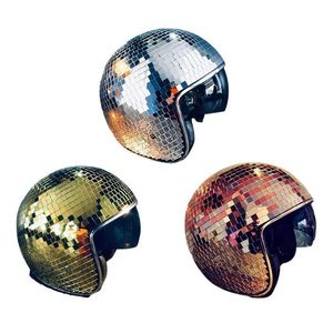 Motorhelmen Glitter Mirror Glass Disco Ball Hat Classic 2023 Vol voor Cowboy Cowgirlmotorcycle