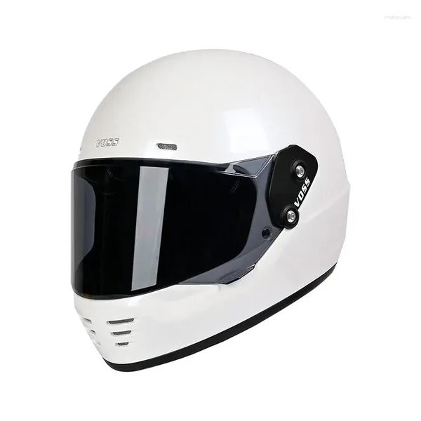 Casques de moto Casque en plein visage blanc brillant avec visière de haute qualité Motocross Sports Unisexe Racing