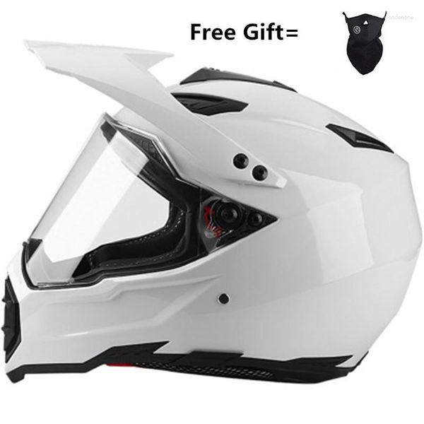 Casque Moto Blanc Brillant Racing Descente Intégrale MX Cross Enduro Quad Montagne