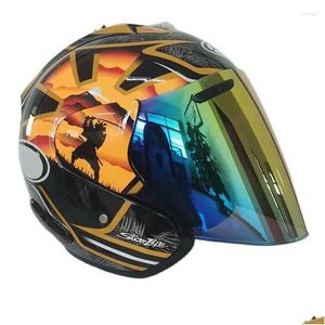 Motorhelmen Gouden Bodyguard Halfhelm Dames en Heren Met Vizierbescherming Gear Hoofd Capacete Drop Levering Automobiles Motor Otp1H