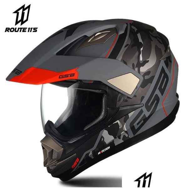 Casques de moto GSB Casque Motocross ATV FL Face Moto Cross Downhill Off-Road Hommes Casco Ece Appd Drop Livraison Automobiles Motorcyc Ott8S