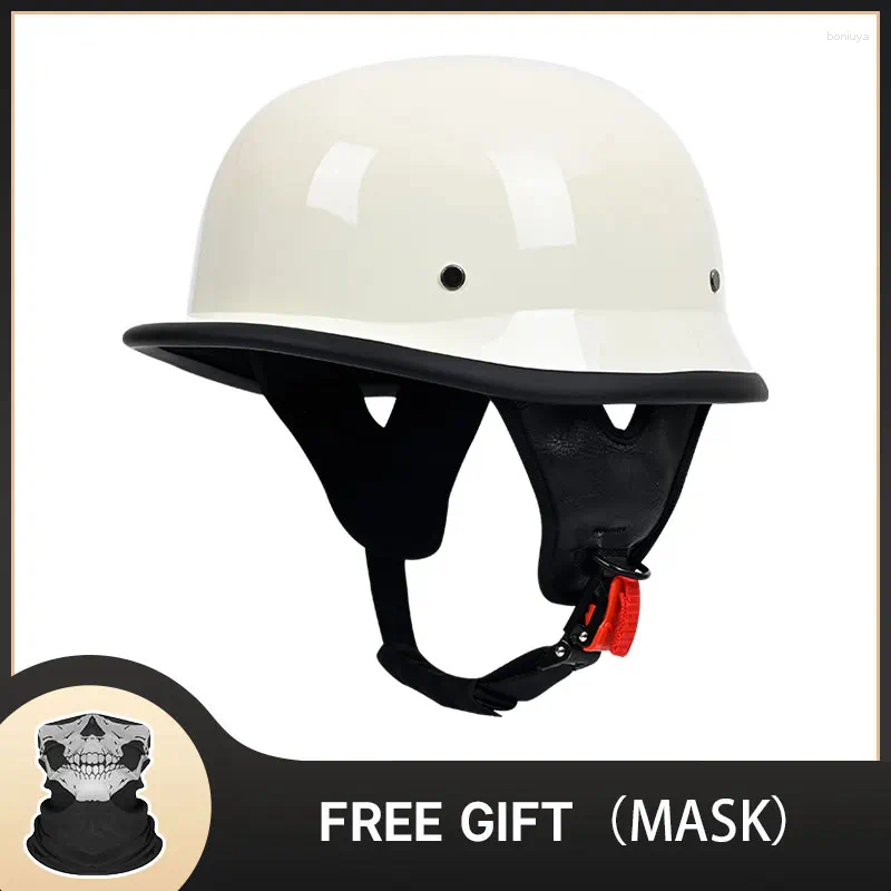 Motosiklet Kaskları Yarım Kask Alman Deri Vintage Açık Yüz Bikter Pilot Dot Sertifikasyonu Casco Moto M L XL