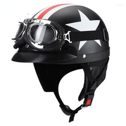 Casques de moto Demi-visage ouvert avec lunettes Summer Biker Scooter Casco Moto Cascos Para Motocross Helm Moto Cap