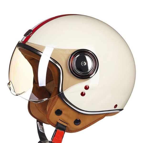 Cascos de motocicleta Casco 3/4 Cara abierta Vintage Casco Moto Hombres Retro Verano Scooter Moto Montar