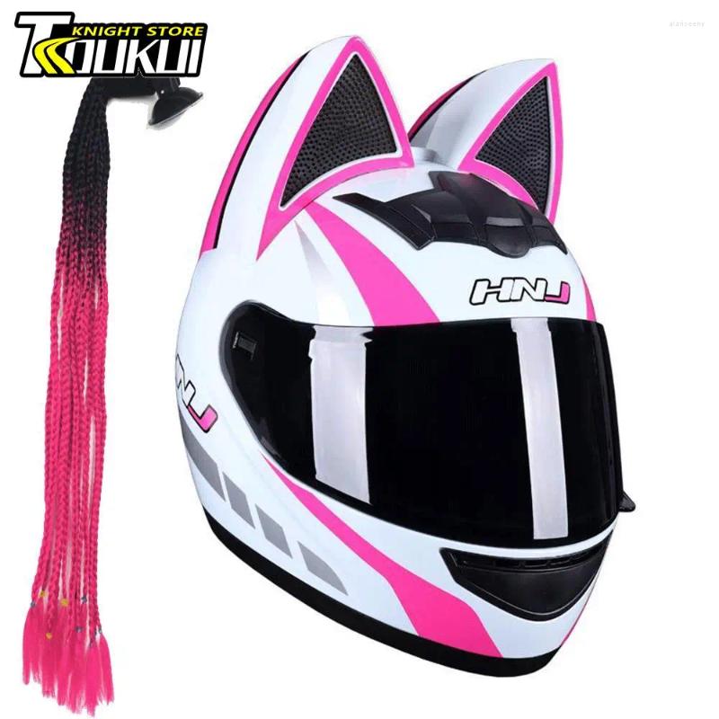 Motorcycle Helmets Helmet Cat Ear Full Face DOT Certification Detachable Capacete De Moto Cute Gift For Girlfriend Casco