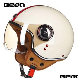 Casques de moto Casque Chopper 3 4 Open Face Vintage Moto Casque Casco Capacete Hommes Femmes Scooter Moto Drop Livraison Automobil Dhaml