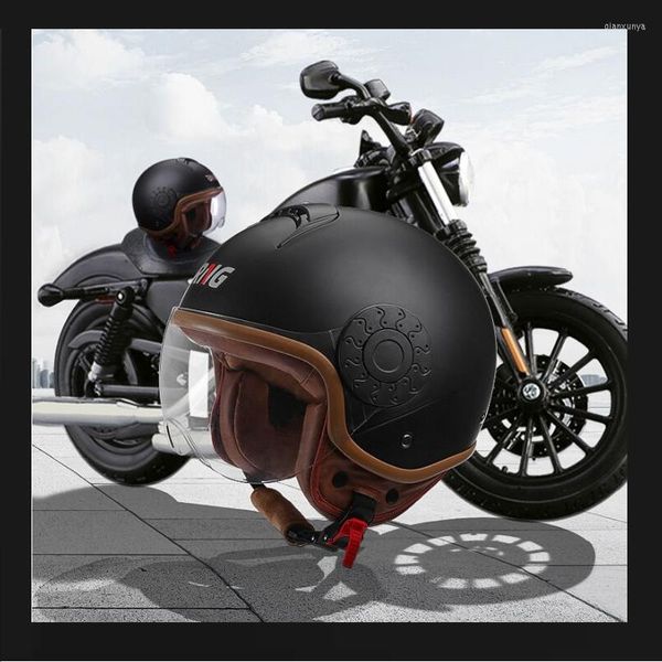 Casques de moto Casque Chopper 3/4 Face Ouverte Vintage Moto Capacete De Hommes Femmes Scooter Moto