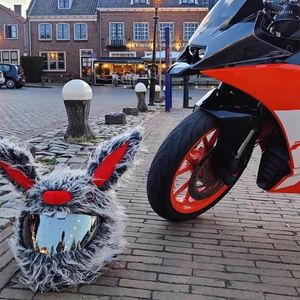 Cascos de motocicleta, cubierta para casco, conejo de peluche de terror, decoración de Halloween, paseos divertidos, regalos (casco no incluido)