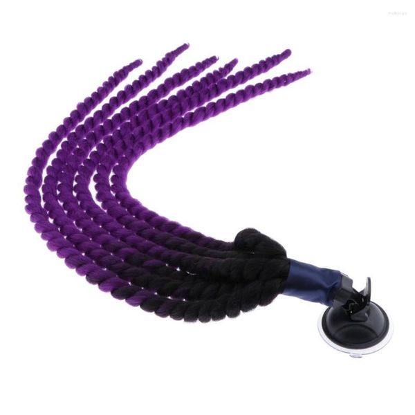 Casques de moto casque décorer tresses/queue de cheval violet dégradé cheveux W/ventouse