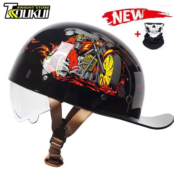 Casques de moto Casque DOT Certification Moto Riding Racing Demi Hommes Femmes Casquette de baseball ABS Matériel Capacete De