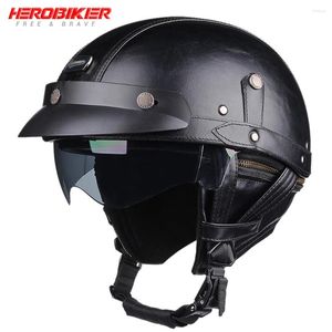 Motorfiets helmen helm lederen retro capacete de moto scooter motorbike duitse stip safety vintage casco 4 seizoenen