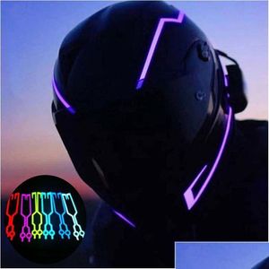 Casques de moto Casque LED Lumière froide clignotant réfléchissant réfléchissant autocollant lumineux modifié étanche Decoratio Drop Livraison Mobi Dhwgm