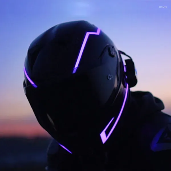 Casques de moto casque bande lumineuse nuit conduite lumière LED avertissement