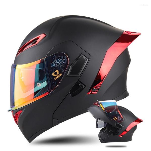 Casques de moto Casque Matte Noir Red Red-Resistant Head Protection Anti-Slip Motocross Breathable Racing Flip Up Equipment