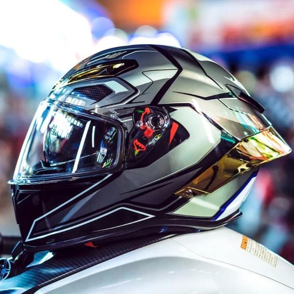 Cascos de motocicleta Casco Hombres Mujeres Cara completa Dot Aprobado Motocross HD Visores Capacete de Moto Casque Equipo