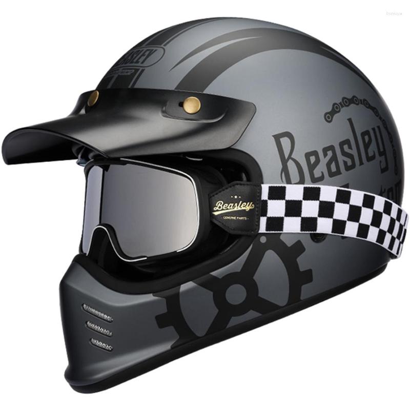 Motorcycle Helmets Helmet Men Women Motocross Retro Vintage Full Face DOT Certified Moto Ear Bike Professional