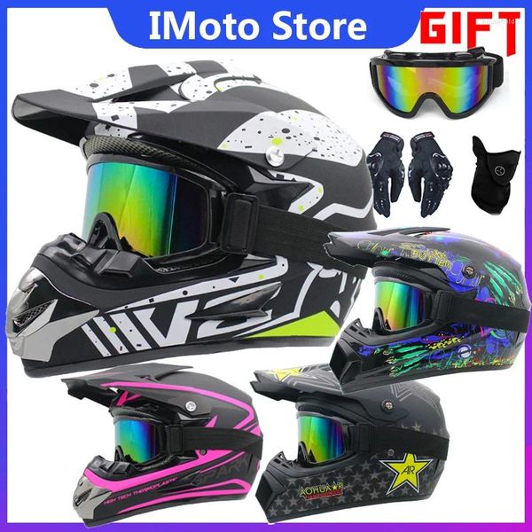 Cascos de motocicleta Casco Hombres Mujeres Motorcross Scooter Invierno Cubierta completa Personalidad Moto Four Seasons Regalo universal