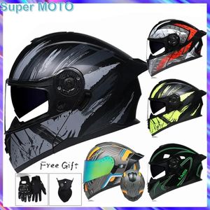 Motorfiets helmen helm modulaire dubbele lens flip dot motorcross racing full face casque motorbike scooter rijcapacete moto offroad