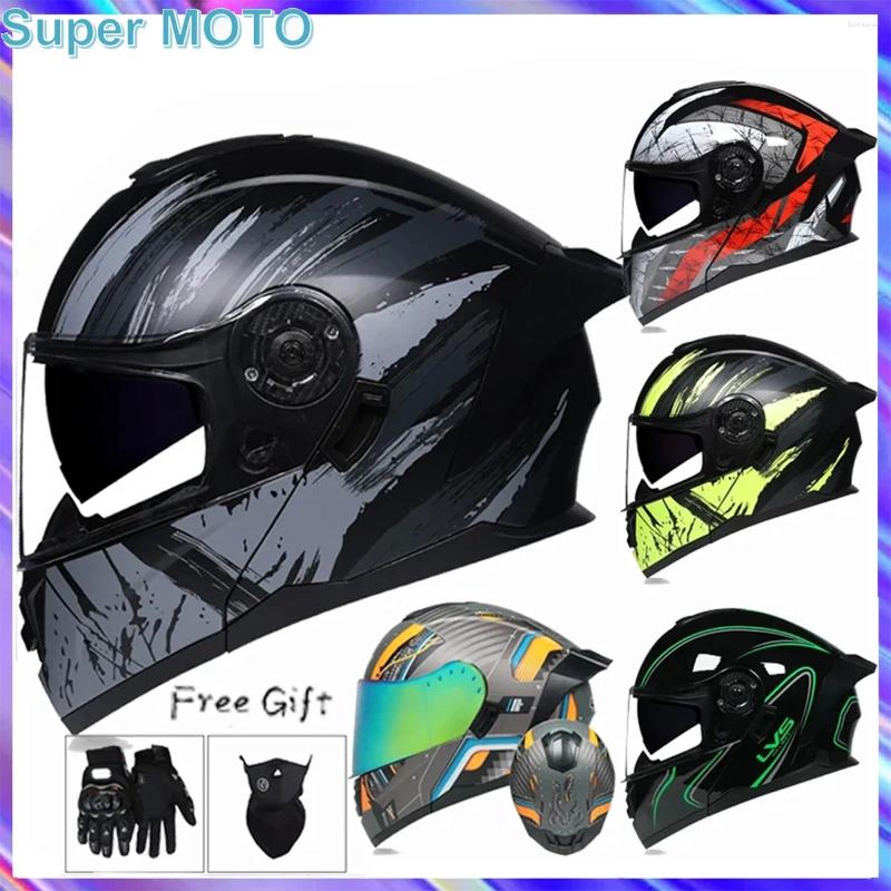 Motorcycle Helmets Helmet Modular Dual Lens Flip DOT Motocross Racing Full Face Casque Motorbike Scooter Riding Capacete Moto Off Road