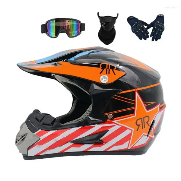 Casques de moto casque hors de la route Vie de terre Visage plein avec des lunettes Glants Motocross ABS MAN FEMME