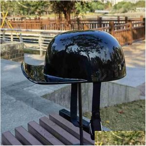 Motorhelmen Helm Retro Zwart Adt Open Gezicht Half Moto Vintage Fl Baseball Cap Accessoires Eend Motorrijden Drop Delivery Otagp