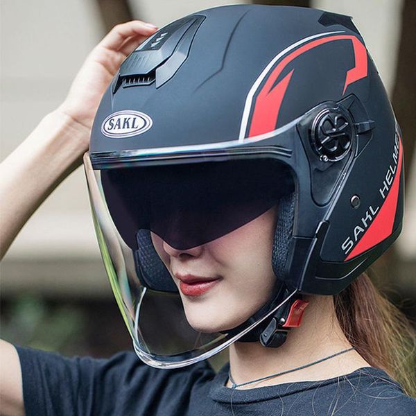 Cascos de motocicleta Casco, casco de scooter, casco unisex de doble lente para eléctrico