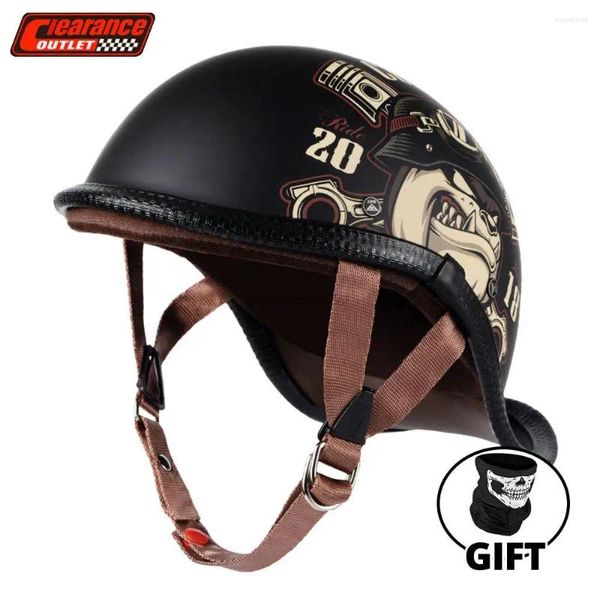 Casques de moto Casque Vintage Hommes Femmes Demi Capacete De Moto Casco Scooter Riding