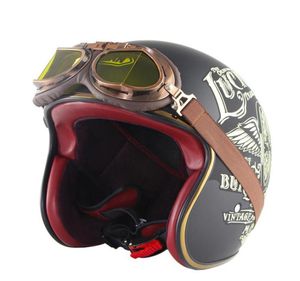 Helmets de motocicletas Casco con gafas Retro Face Open Fool Scooter 34 Hull Wasp Vintage4713152