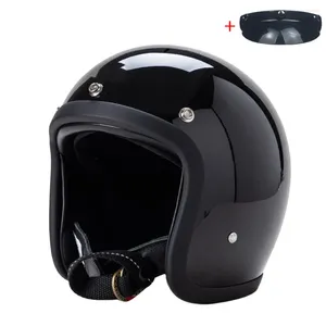 Casques de moto HELMETSCACOSCOS CASSE OUVERT VINE VINTAGE FIBERSE Japonais Style Corée Retro Scooter Riding 3/4 Jet Casco Moto