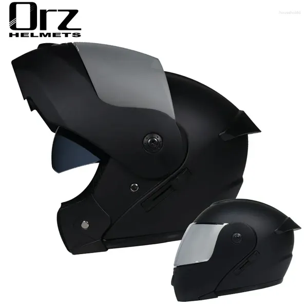 Casques de moto Casque de haute qualité Double lentille Flip Racing Men's Knight Head Protector Dot approuvé