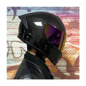 Casques de moto imitation fibre de carbone casque de sécurité intégral avec double visière anti-buée pour moto course rue casco